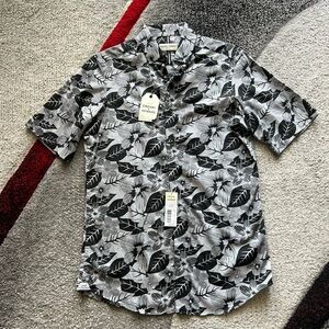 Crosby & Howard Dark Grey Tropical Print Slim Fit Shirt